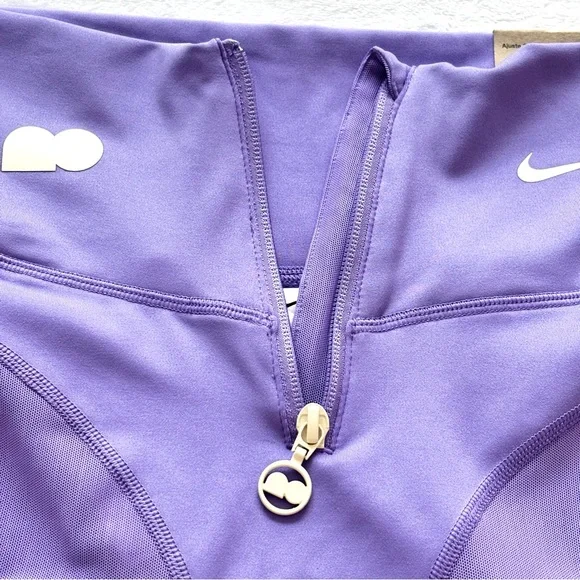 NIKE X Naomi Osaka Tight Fit Front Zipper Purple Mesh Biker Shorts--XS - Picture 5 of 15
